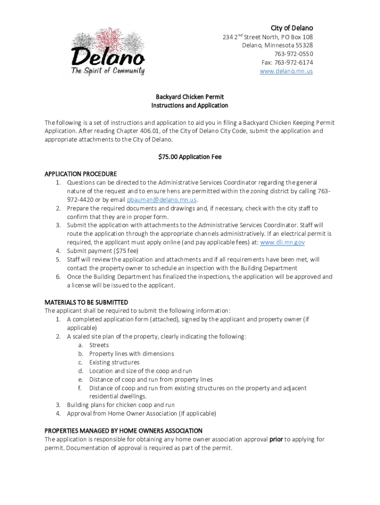 Fillable Online Backyard Chicken Permit Fax Email Print pdfFiller