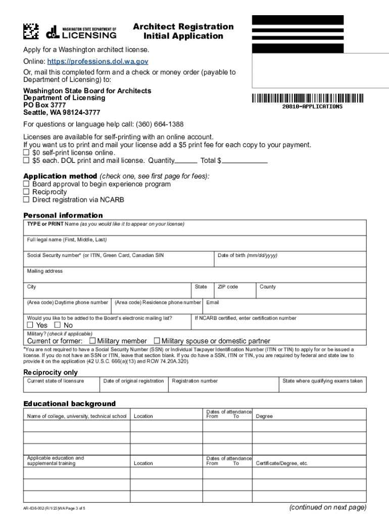 Fillable Online Architect license requirements by state A