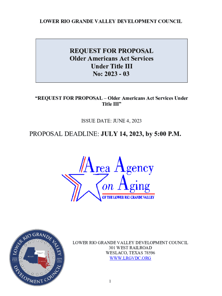 Fillable online request for proposal older americans act services