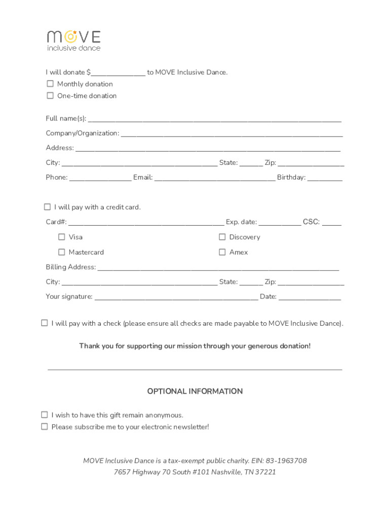 Fillable Online Printed donation form Fax Email Print - pdfFiller