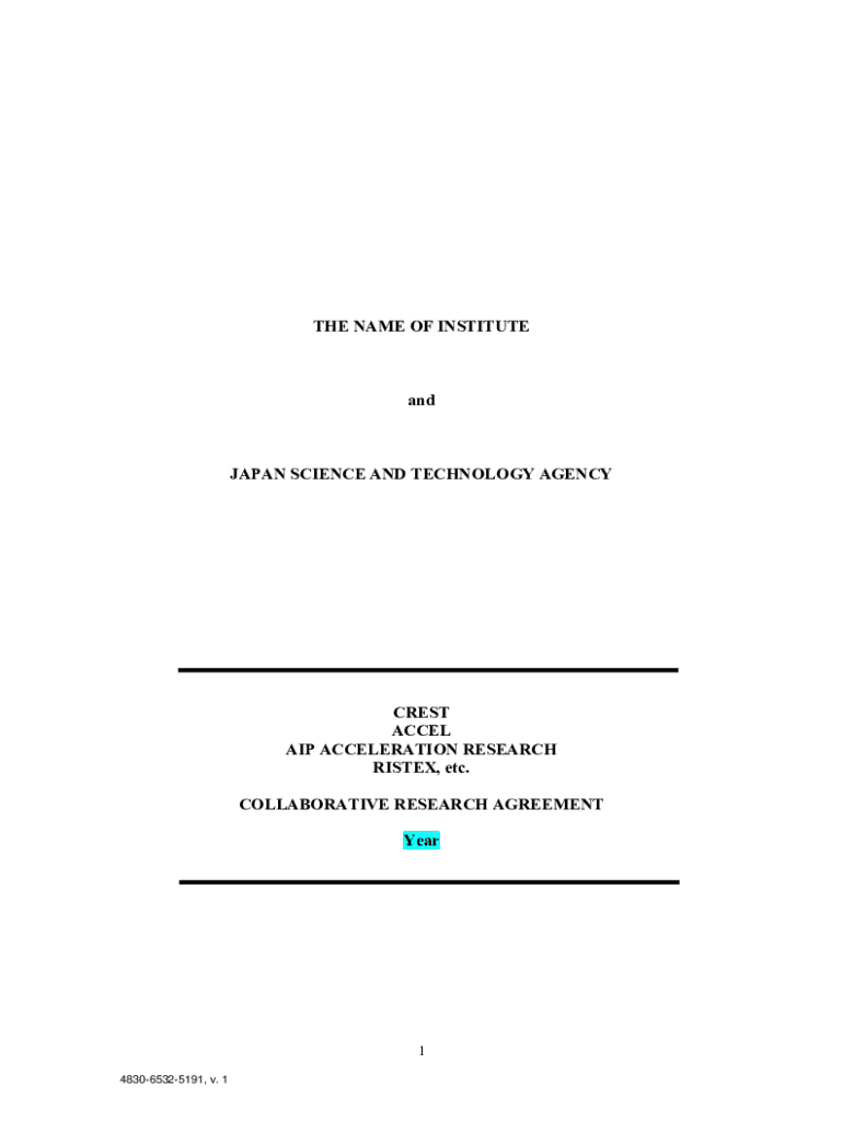 Fillable Online Japan Science And Technology Agreement Fax Email Print