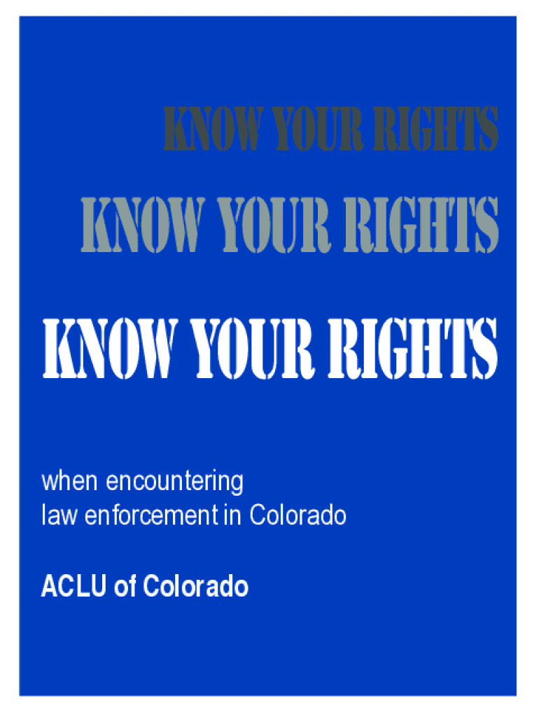 Fillable Online What Are My Rights Against the Police? Your