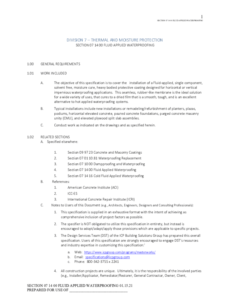 Fillable Online Liquidapplied belowgrade waterproofing Best