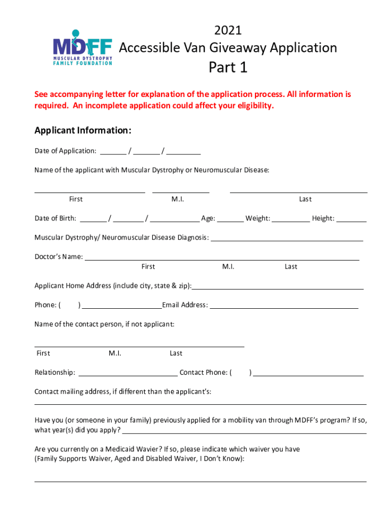 Fillable Online Wheelchair Van Grants and Vehicle Funding Fax Email