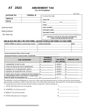 Fillable Online apps pittsburghpa AMUSEMENT TAX Fax Email Print - pdfFiller