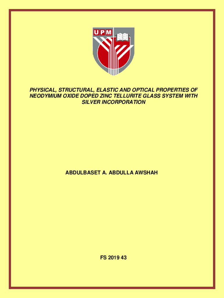 Fillable Online psasir upm edu Structural, Optical and Elastic