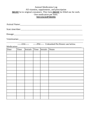 Animal Medication Log Form