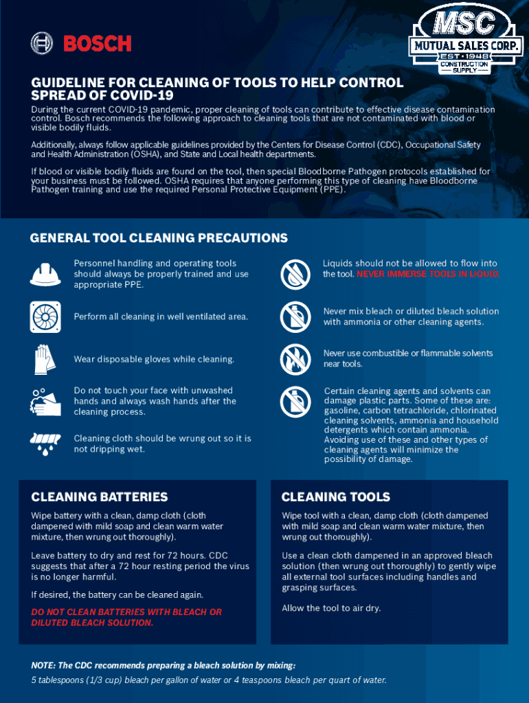 Fillable Online GUIDELINE FOR CLEANING OF TOOLS TO HELP CONTROL Fax