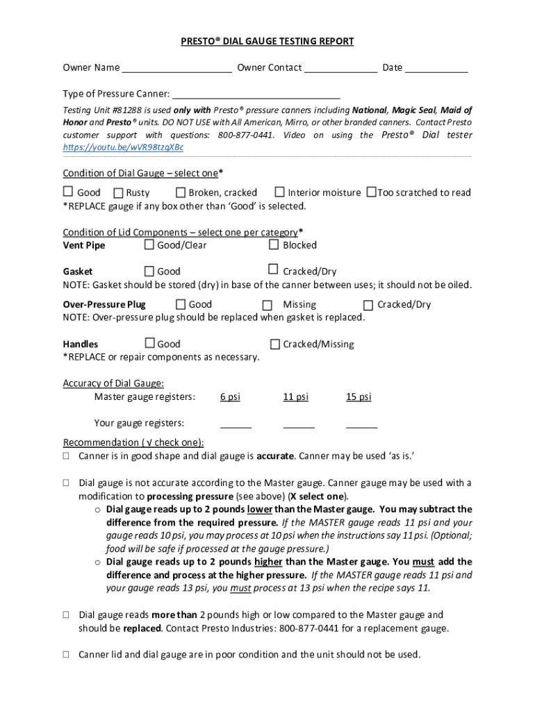Fillable Online Pressure Canner Gauge Test Form ISU Extension Store Fax Email Print pdfFiller