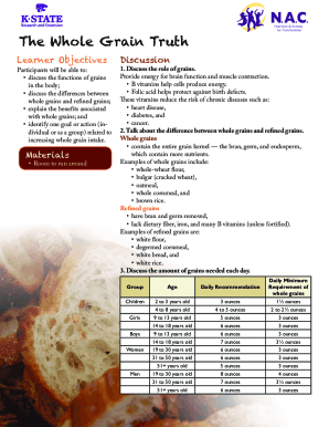 Fillable Online Whole Grains Fact Sheet Fax Email Print - pdfFiller