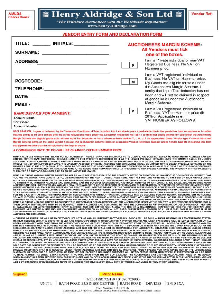 Fillable Online Using the auctioneers' VAT margin scheme Fax Email