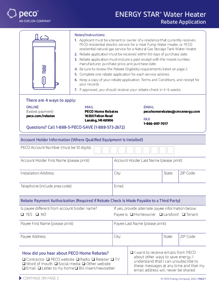 Fillable Online energy star heat pump water heater rebate application