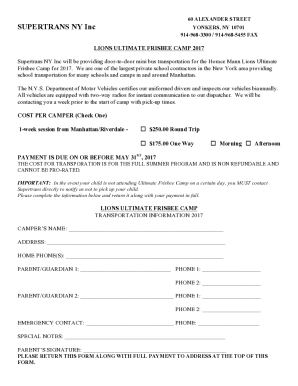 Fillable Online LD June Program Traditional Camp Transportation Form ...