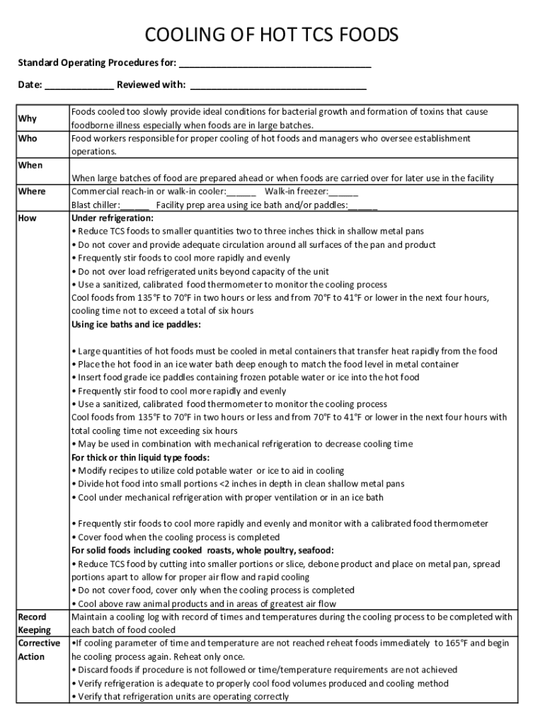 Fillable Online What Is Time/Temperature Control for Safety (TCS)? Fax