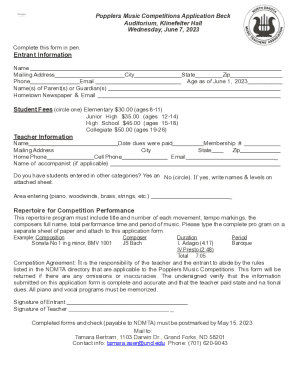 2023 American Music Talent Competition Application Form
