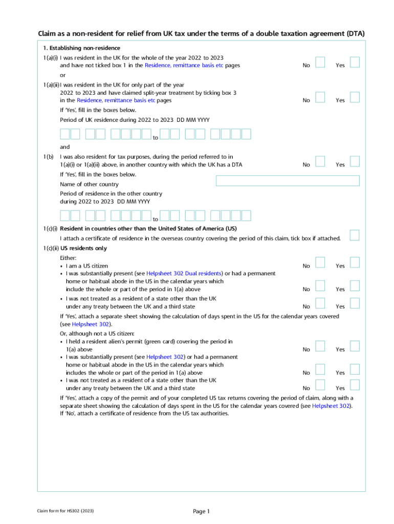 HS302 Duel residents - claim form Preview on Page 1