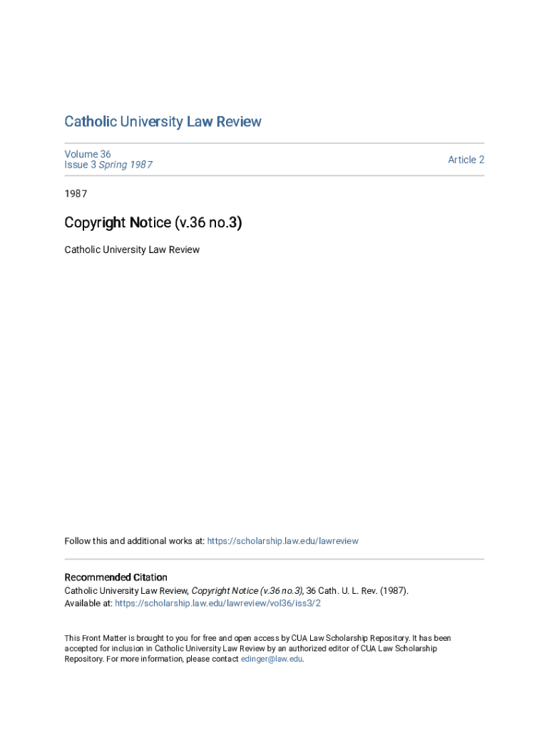 Fillable Online scholarship law The Catholic University Law Review at