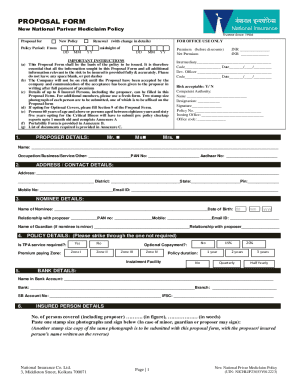 New India Top Up Mediclaim - Proposal Form