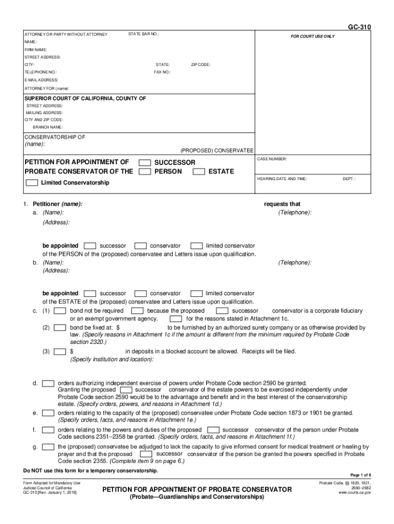 conservatorship petition Preview on Page 1