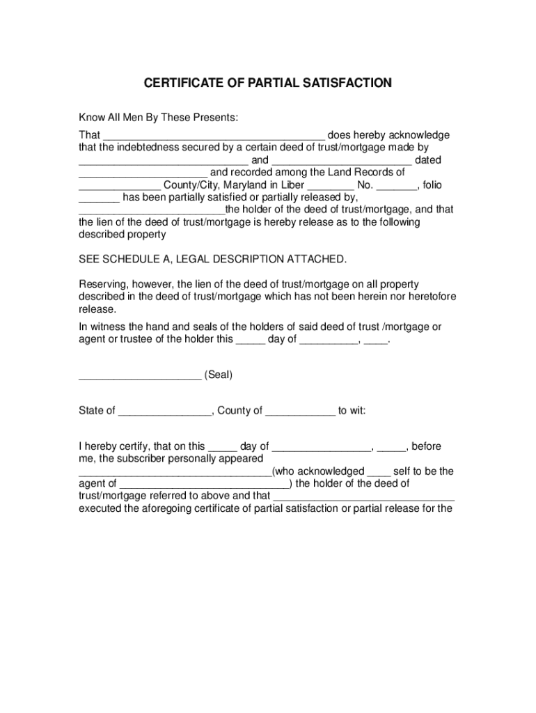 Fillable Online MD Certificate of Satisfaction 1 - Forms Fax Email ...