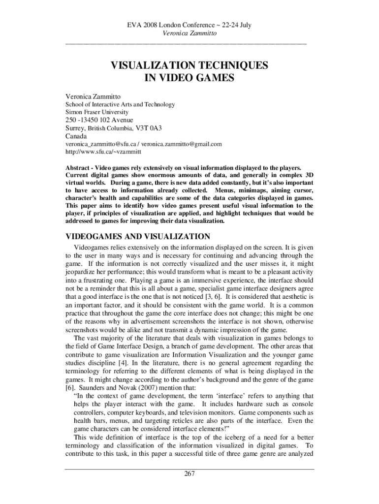 Fillable Online Visualization Techniques In Video Games Fax Email Print Fillable Online Visualization Techniques In Video Games Fax Email Print