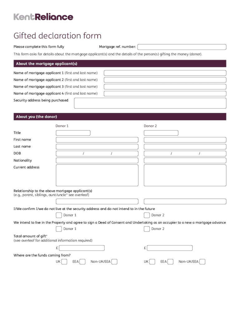 Fillable Online Gifted declaration form Fax Email Print pdfFiller