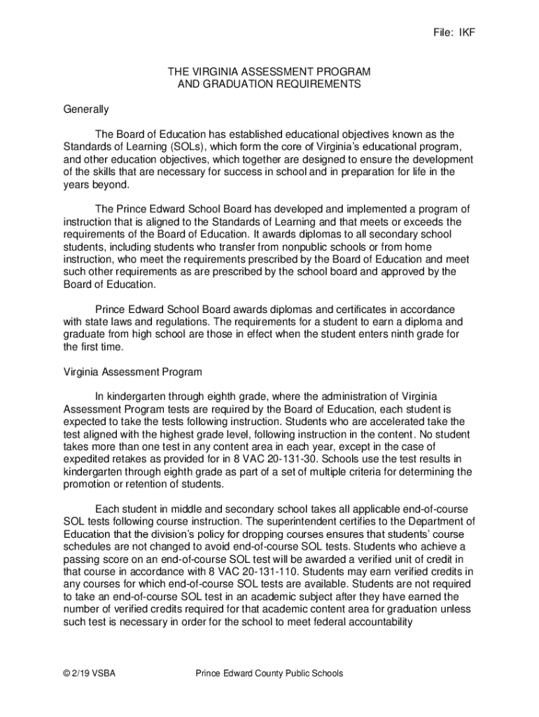 Fillable Online the virginia assessment program and graduation