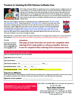 the Journeyman Test Order Form