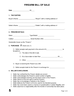 Firearm Bill of Sale