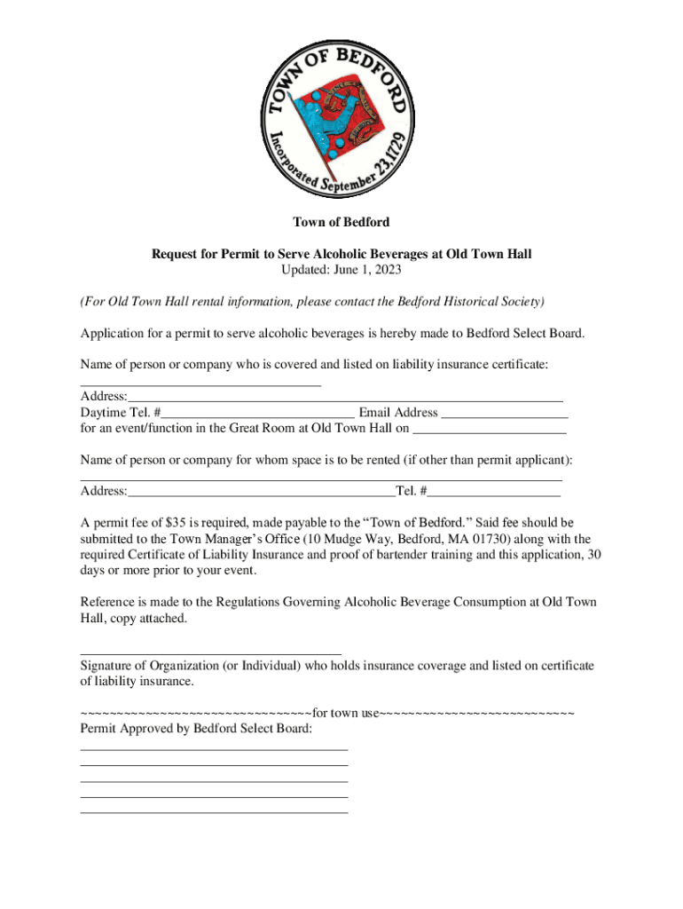 Fillable Online Request for Permit to Serve Alcoholic Beverages at Old