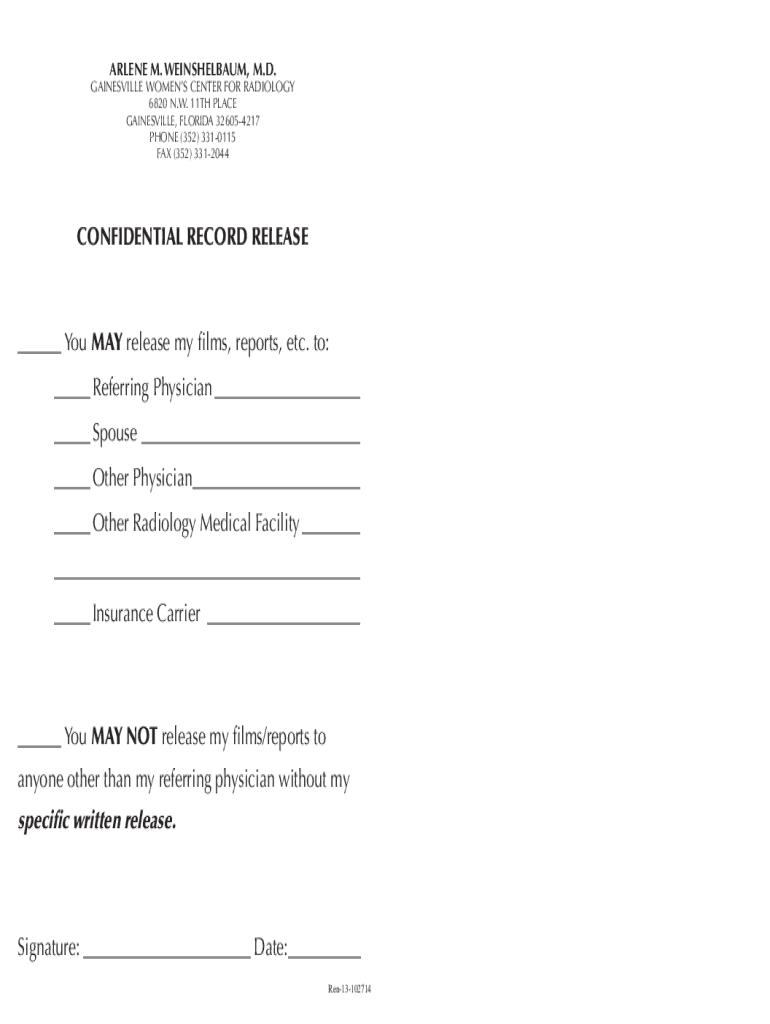 Fillable Online Patient FormsGainesville Women's Center for Radiology