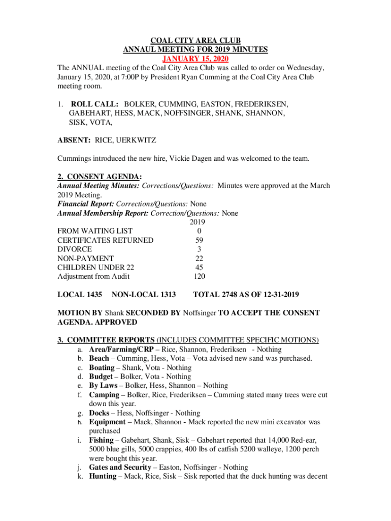 Fillable Online COAL CITY AREA CLUB Fax Email Print pdfFiller