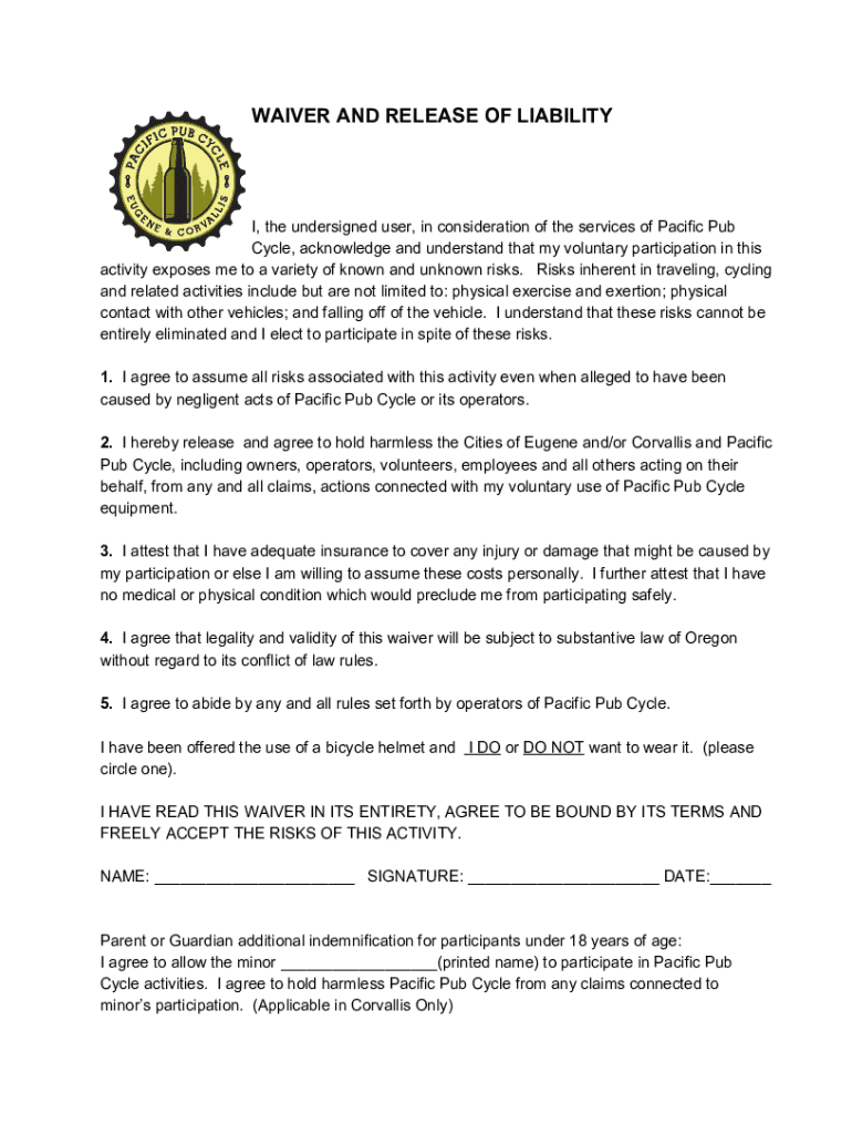 Fillable Online Pacific Pub Cycle (Eugene) All You Need to Know