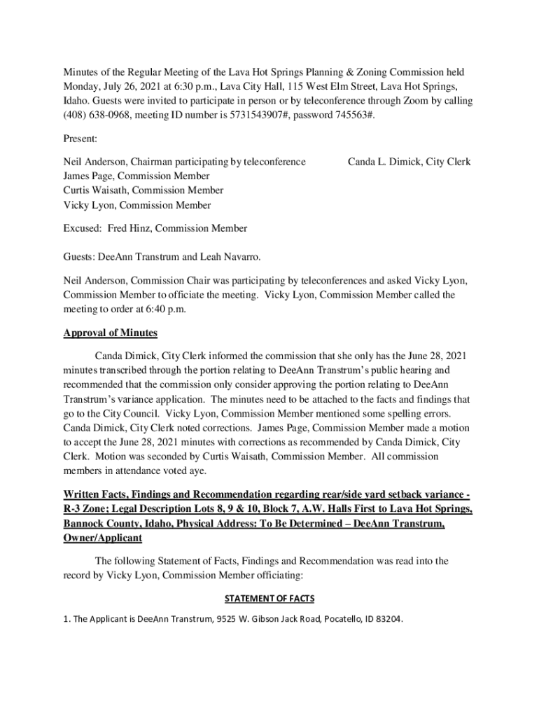 Fillable Online 1Page 115 West Elm PO Box 187 Lava Hot Springs, Idaho