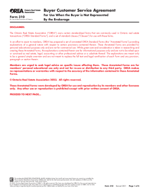 Buyer Customer Service Agreement - OREA Form 310