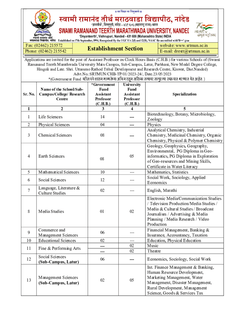 Fillable Online SWAMI RAMANAND TEERTH MARATHWADA UNIVERSITY Fax Email Print pdfFiller Fillable Online SWAMI RAMANAND TEERTH MARATHWADA UNIVERSITY Fax Email Print pdfFiller
