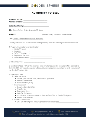 Authority to Sell Template