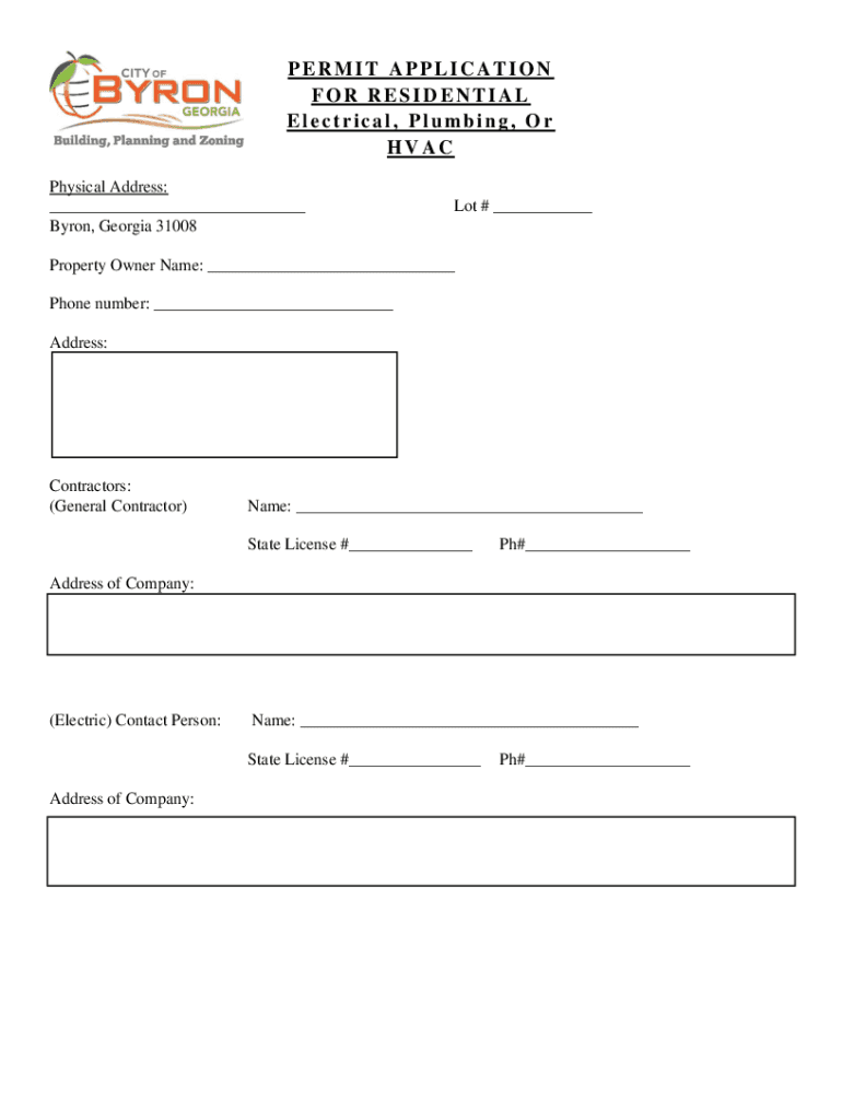 Fillable Online Free fillable ELECTRICAL PERMIT APPLICATION PDF form