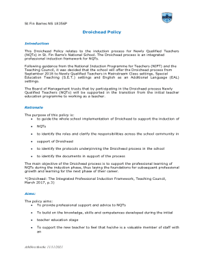 Fillable Online 2 Approach to teacher induction in non-Droichead ...