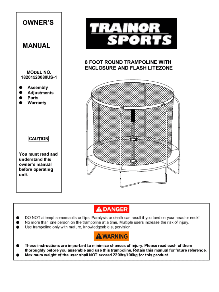 Fillable Online SPORTSPOWER MY FIRST 7 FT TRAMP USER MANUAL Fax Email Print pdfFiller