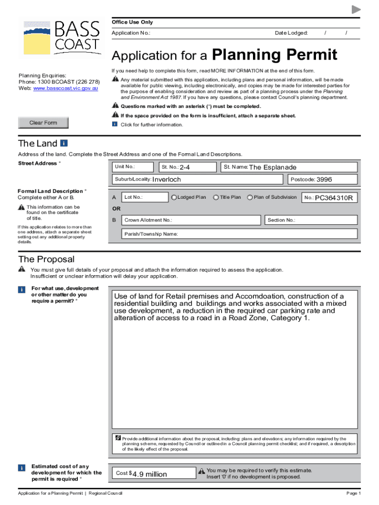 Fillable Online Planning Permit Forms & fees Fax Email Print pdfFiller