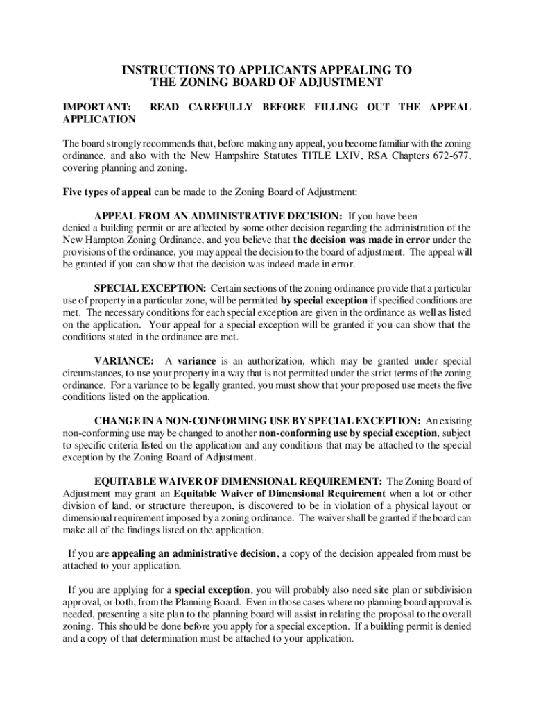Fillable Online TOWN OF NEW HAMPTON, NH ZONING ORDINANCE Fax Email