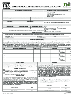 Roth Individual Retirement Account Application