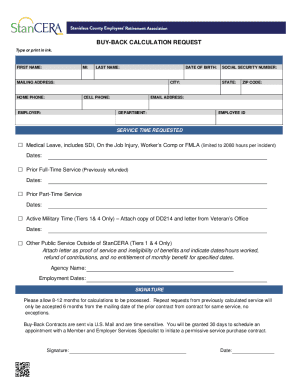 BUY-BACK CALCULATION REQUEST: AB 2766
