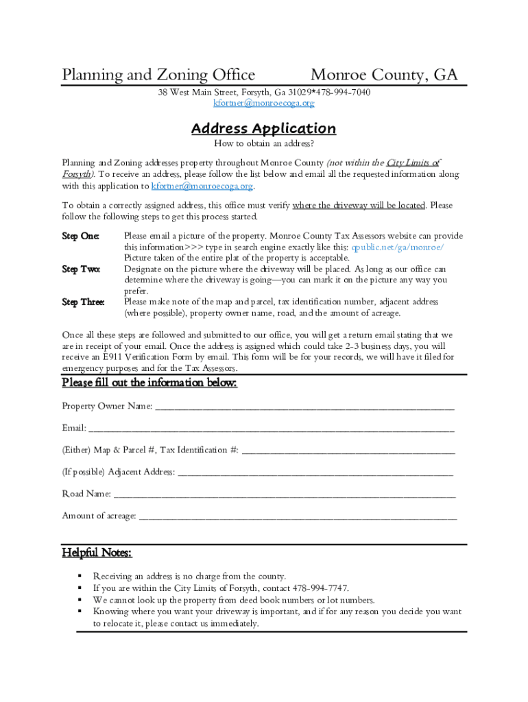 Fillable Online Monroe County Zoning Compliance Certificate Fax Email