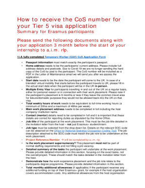 Fillable Online Requesting Tier 5 CoS and preparing visa application ...