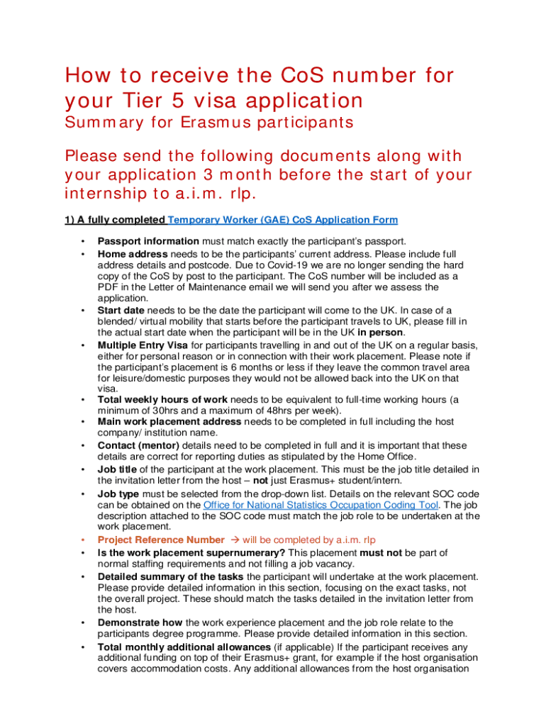 Fillable Online Requesting Tier 5 CoS And Preparing Visa Application Fax Email Print PdfFiller Fillable Online Requesting Tier 5 CoS And Preparing Visa Application Fax Email Print PdfFiller
