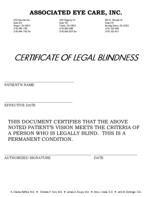 Fillable Online CERTIFICATE OF LEGAL BLINDNESSrevised 07.2021.doc Fax ...