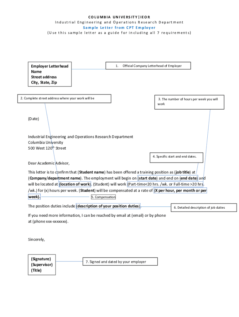 Fillable Online Sample Letter from CPT Employer Fax Email Print - pdfFiller