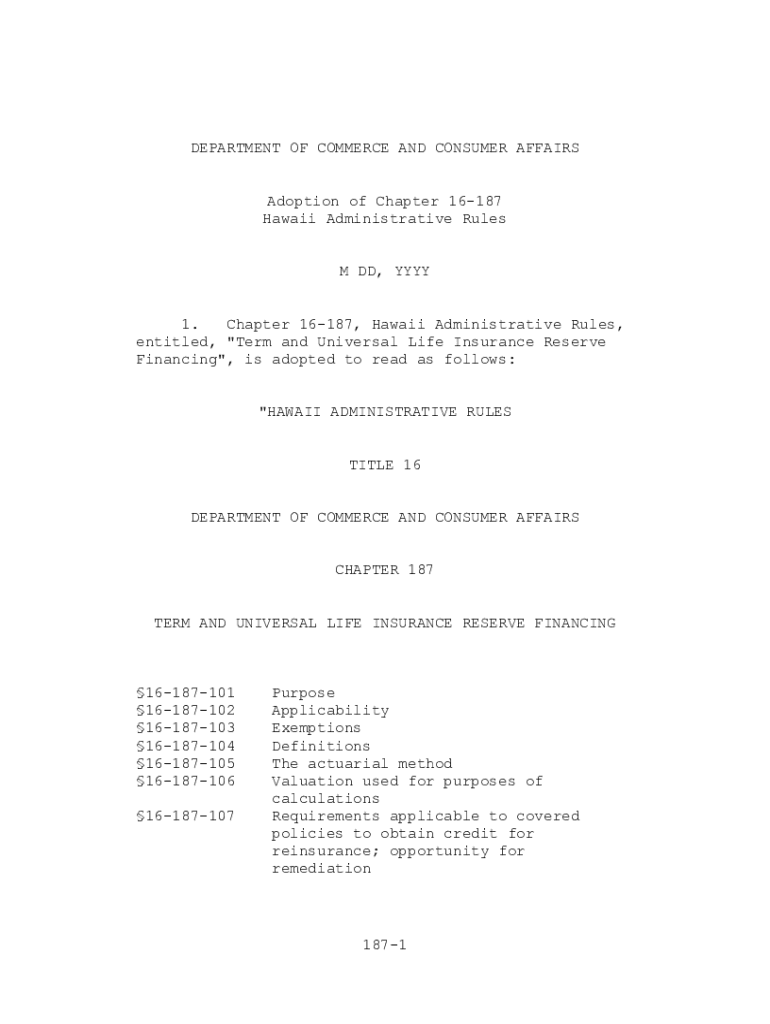 Fillable Online Hawaii Administrative RulesChapter 187 TERM AND